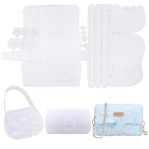 Framendino, 6 Pack Plastic Mesh Canvas Sheets Clear Blank Embroidery Tools for DIY Crochet Bag Making