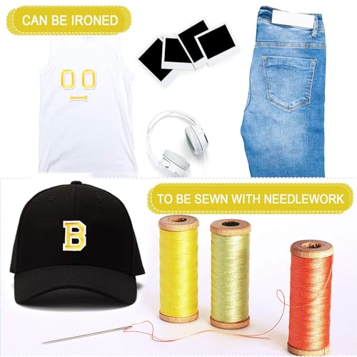 Boao 104 Pcs Iron on Letters Patches for Fabric,Gold - color: Gold