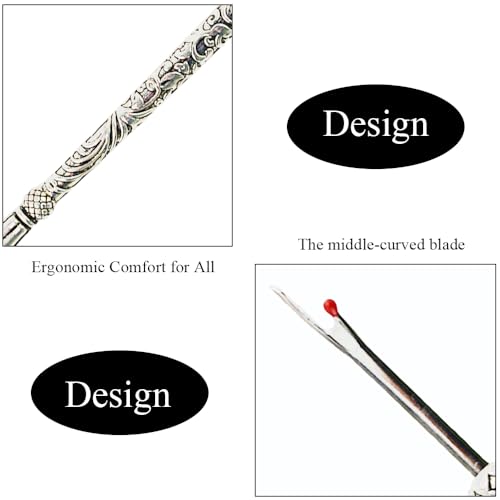 HAHIYO Metal Seam Ripper with Classical Engraved Pattern - Ergonomic Non-Slip Handle Sewing Stitch Cutter Thread Unpicker for Quilting Sewing Crafting Notions & Hemming, Silver 4.7-Inch 1PCs