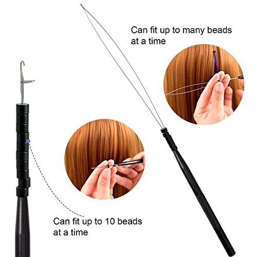 NEWISHTOOL Stainless Steel Hair Extension Loop Tool Kit Beads Device Tool - color: Black