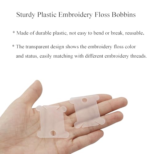 150Pcs Plastic Embroidery Floss Bobbins, Clear Plastic Floss Bobbins Embroidery Floss Cards Embroidery Thread Organizer Cross Stitch Floss Bobbin Plastic Bobbin for Embroidery Floss, SATONBEYI - color: Clear