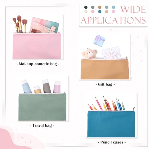 Reginary 10 Pcs Canvas Makeup Bags Bulk Blank Cosmetic Bags,Multicolor - color: Multicolor