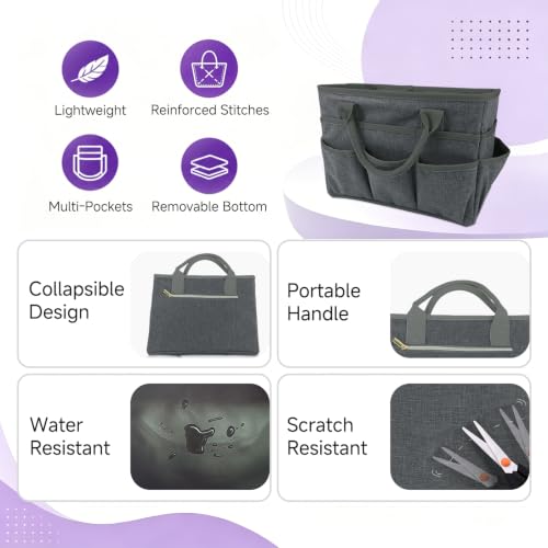Art Supply Storage Bag,Craft Organizer Tote Bag for Craft Supplies - color: Gray