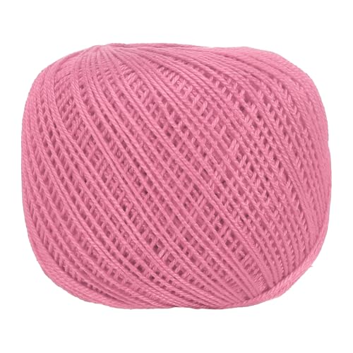 MECCANIXITY Crochet Thread Pearl Cotton Size 3 Pure Pink 164 Yards for Crocheting Tatting Knitting Embroidery Sewing - color: Pure Pink
