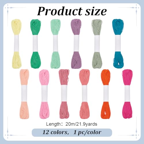 FREEBLOSS 12 Pcs 262 Yards Sashiko Thread Sashiko Skein Cotton Embroidery Floss Japanese Quilting & Embroidery Supplies Sewing Thread - color: Green & Red