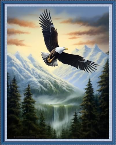 Dooxvey Cross Stitch Kits for Adults Beginners,Full Range of Cross-Stitch Stamped Kits Needlepoint Kits for Beginners Embroidery Kits 11CT Cross Stitch Patterns-Eagle Flying 16x20 inch - color: Artpattern08