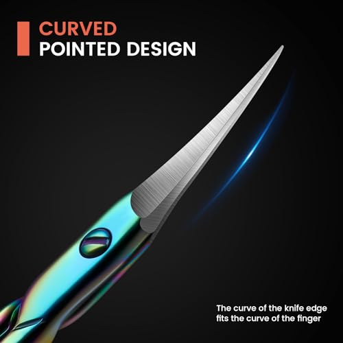 BEZOX Curved Cuticle Scissors - Precision Manicure Scissor Nail Cuticle Trimmer, Professional Stainless Steel Nail Scissors for Cuticle Care, Cuticle Cutter Small Scissors for Women - Rainbow - color: Rainbow