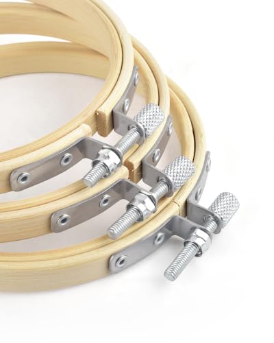 TINDTOP Bamboo Embroidery Hoops, 12 Pieces 3 to 8 Inch Cross Stitch Frame - size: 3IN *4 + 6IN *4 + 8IN *4