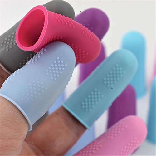 Finger Protectors [Flex Series - 18-Pack] Silicone NonStick Tip Covers [All in Size Small - 3 of Each Color in 6 Colors] for Hot Glue/Sewing/Wax/Rosin/Resin/Honey/Adhesives - color: Small - [12 Pack]