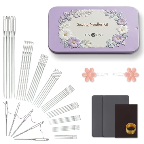 HTVRONT Sewing Needles 56 PCS, Large Eye Embroidery Needles for Hand Sewing - color: A-Silver 56PCS