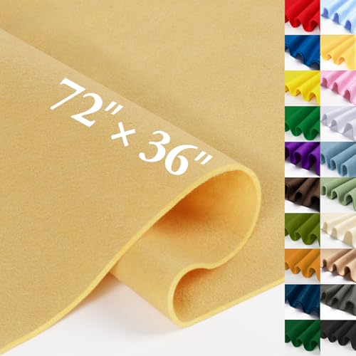 Butter Yellow Felt Fabric Sheet 72" X 36", 1.4mm Thick Large Soft Durable Flexible Craft Felt by The Yard, Nonwoven Fabric for DIY Sewing, Arts and Crafts, Decoration Projects - color: Butter Yellow, size: 2 yard pre cut