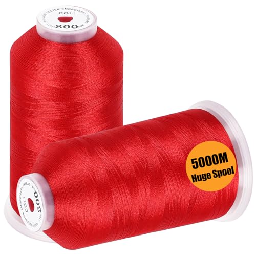 New brothread 2 Huge Spools Embroidery Machine Thread -Red - color: Red-800