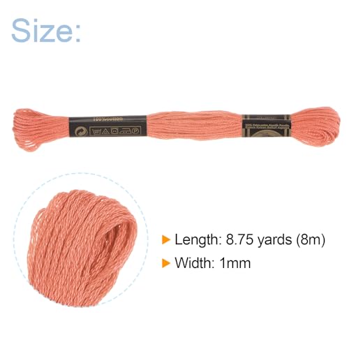 HARFINGTON 12 Skeins Embroidery Floss 8m Each Egyptian Long Fiber Cotton Cross Stitch Thread 26S/2x6 for Embroidery Projects Bracelet, Apricot - color: Apricot