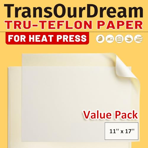 TransOurDream 20 Sheets Teflon Paper for Heat Press 11×17" - color: Teflon Paper, size: 20 Sheets