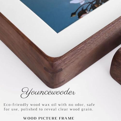 4x4 Picture Frame with 2x2 Mat - Rustic Walnut Wood Square Frame, Wall & Tabletop Display for Baby & Pet Photos (4x4,Walnut) - color: Walnut, size: 4X4