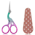 BIHRTC 3.6" Precision Crane Scissors,Stainless Steel with Leather Cover - color: Green Pink, size: 3.6inch