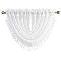 White Waterfall Valance Curtain with Gray GEO Embroidery, 56"x38", 1 Piece - color: White (Embroidered), size: 56"W x 38"L (Pack of 1)