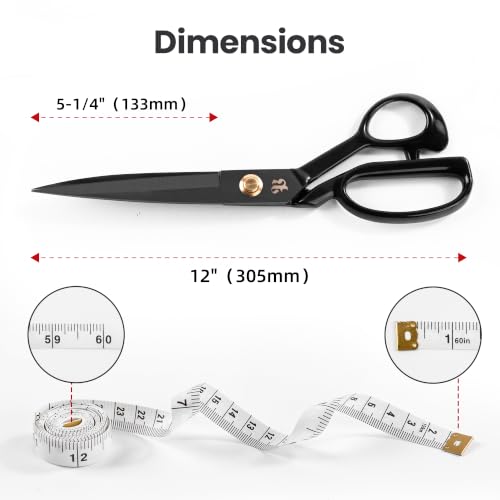 12" Right-Handed Tailor Scissors, High Manganese Steel - size: 12 inch