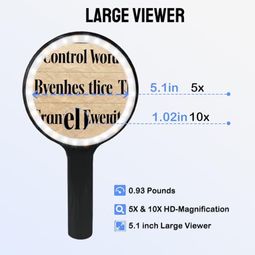 5X Hands-Free Neck Magnifying Glass with Light for Seniors - size: With handles