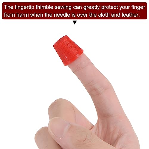 HARFINGTON 100pcs Sewing Thimble Plastic Sewing Thimble Finger Protector Finger Shield Fingertip Quilting Craft Embroidery Accessories DIY Hand Working Sewing Tools, Red