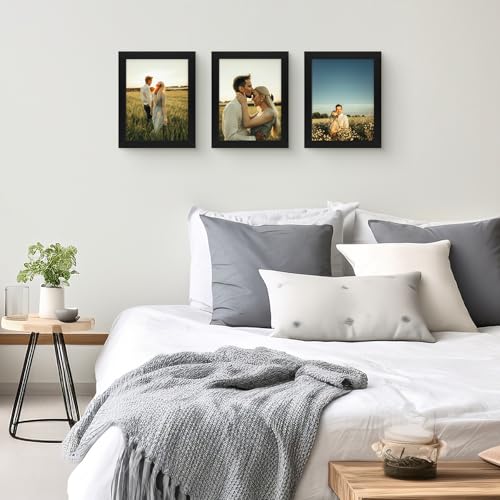 Frametory 8.5x11 Picture Frame Black,Solid Wood&Tempered Glass,Fit 8.5x11 - size: 8.5x11 (4 Pack)