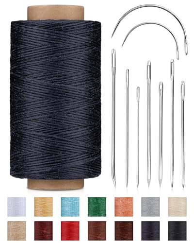 DIUDUS 218 Yards Upholstery Thread, Heavy Duty Sewing Kit Waxed Thread - color: Navy Blue