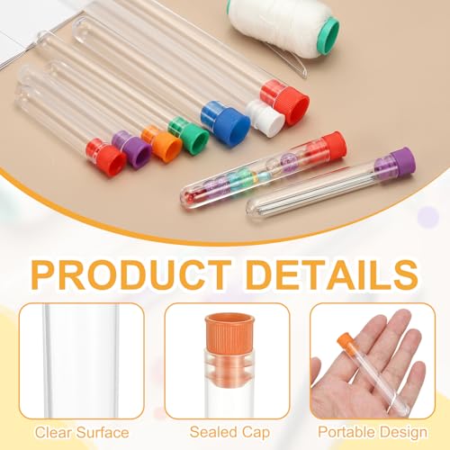 PATIKIL 5.7" Length Plastic Sewing Needle Storage Holder, 8 Pcs Portable Embroidery Needle Matte Pin Toothpick Storage Tubes Case for Craft Knitting, Orange - color: Orange