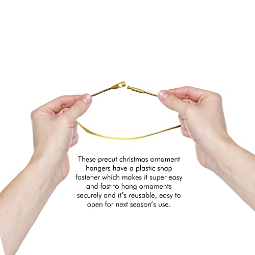 Christmas Tree Ornament String Hooks - Gold Easy Snap Ribbon 200 Pk - color: Gold