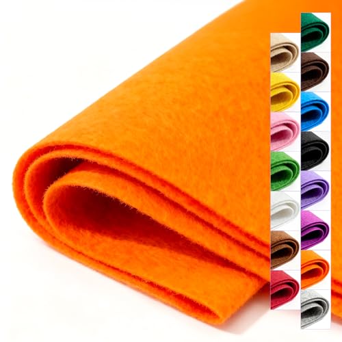 Orange Stiff Felt Sheet 36'' X 36'', 1mm Large Felt Fabric Sheet for Crafts - color: Orange