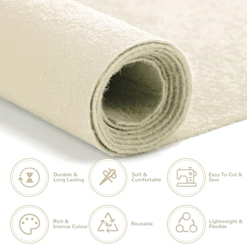 Felt Fabric 36" X 36"(1 Square Yard) (Ivory) - color: Ivory, size: 36" X 36"