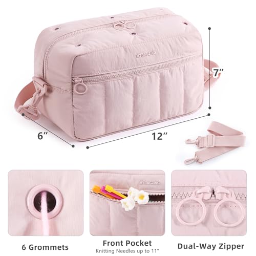 MYBAGZING Crochet Bag Organizer Knitting Bag Yarn Storage for Crochet Hook - color: Pink, size: Medium - 12"