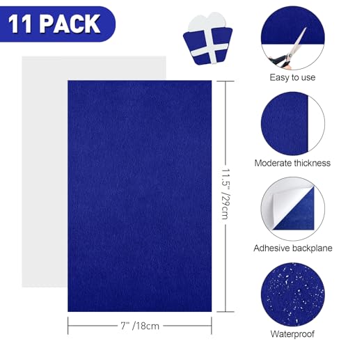 NACHLYNN 11Pcs Self Adhesive Felt Fabric Sheets 7"x11.5" /18x29cm Sticky Back Felt Fabric for Crafts Art Project DIY Sewing Patchwork Decoration (Navy Blue) - color: Navy Blue