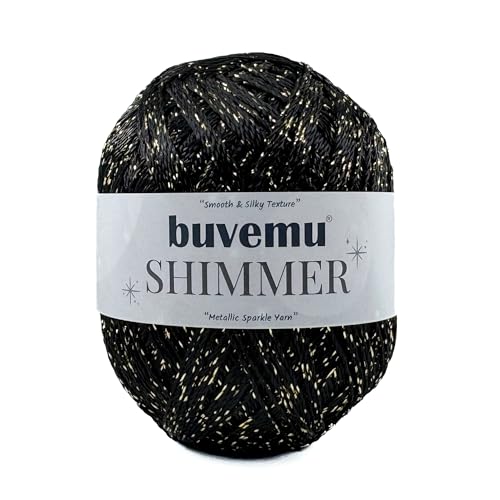 Shimmer Metallic Thread for Crochet, Lace & Embroidery, Black, Gold Glitter - color: Black, Gold Glitter, size: 1 Pack