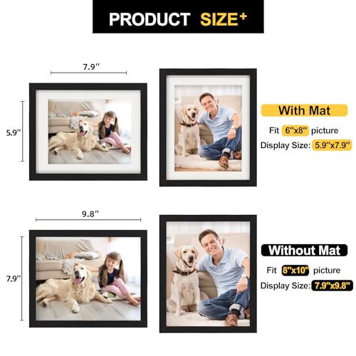 TOFOREVO 8x10 Picture Frames with 6x8 Mat Set of 2, Black - color: Black Wood Grain, size: 8x10