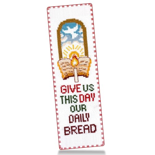 Counted Cross Stitch Bookmark Kit Give Us This Day Our Daily Bread – Christian Bible Verse Embroidery Gift – Religious DIY Craft for Prayer, Faith, and Scripture Lovers - color: Give Us This Day Our Daily Bread