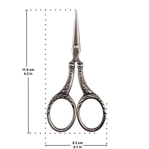 JubileeYarn Decorative Floral Embroidery Craft Scissors - Antique Silver - 1 Scissor - color: Decorative Floral - Antique Silver, size: 1 Scissor