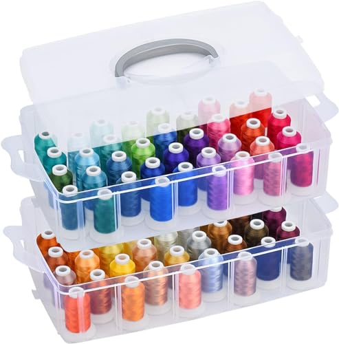 Simthread 80 Colors Embroidery Thread with Clear Plastic Storage Box