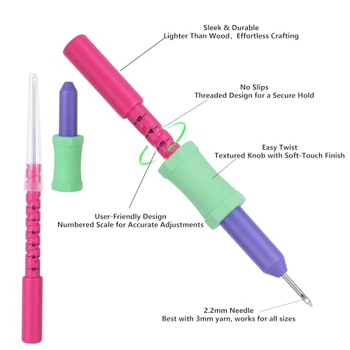 Adjustable Punch Needle Kit for Adults Beginners,2.2mm/2.5mm/3.5mm/5mm Punch Needle,Complete Set for Needle Punching,Punch Needle Tool with Elegant Gift Box,Ideal for Keeping and Presents(Blue)