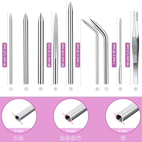 Ferraycle 12 Pcs Paracord FID Set Stainless Steel Needles,Pink - style: Pink
