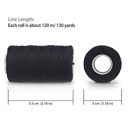 Ryalan Weaving Needle Combo Deal Black Thread with 10pcs Needle for Making Wig Sewing Hair Weft Hair Weave Extension, Big Medium and Small C J Shape Curved Needle I Needle (3 Thread Black + 10 Needle) - color: Black