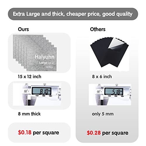 8 MM Furniture Pads 6 Pack, 15'' x12'' Gray Felt Pads for Furniture - color: 6 Pcs