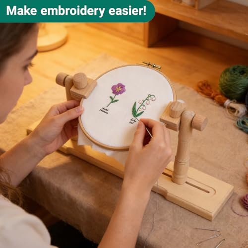 Airo Beech Wood Embroidery Hoop Stand,Rotatable, Tool-Free Installation, for Cross Stitch , Embroidery, Sewing Needlework