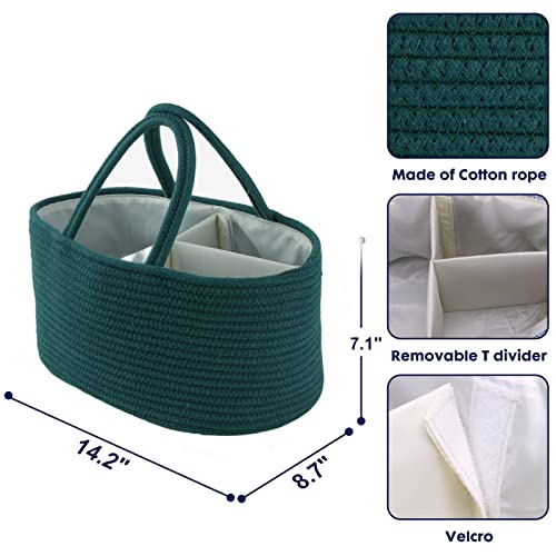 XUANGUO Cotton Rope Baby Diaper Caddy Organizer Basket Dark Green - color: Dark green, size: Regular