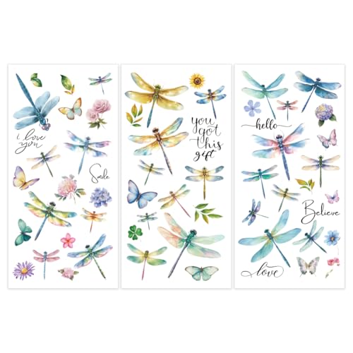 3 Sheet Dragonfly Rub on Transfers for Crafts and Furniture 6x12 - style: Dragonfly
