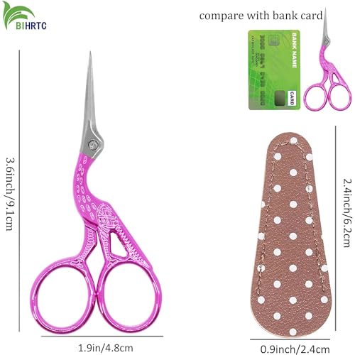 BIHRTC 3.6" Little Bird Scissors with Artificial Leather Cover for Crafts - color: Rose, size: 3.6inch