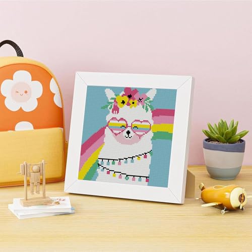 Lzyueyuan Alpaca Cross Stitch Kits for Beginners, Stamped Cross Stitch for Adults with Framed,Crafts for Girls 8-12 Embroidery Kit,11CT Cross-Stitch Arts and Crafts for Adults 8.7inX8.7in - color: Cross Stitch-1222-9