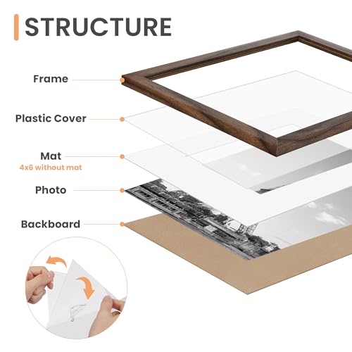upsimples Picture Frames set of 19, Including 8x10, 5x7, 4x6 Brown Frame - color: Brown