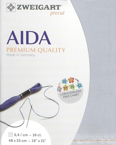 Wizardi Aida 16 Count Steel-Gray 3251/713. Needlework Canvas, Cross-Stitch Fabric, Embroidery Cloth, Needlepoint Canvas. 100% Cotton. Precut Zweigart - color: Steel-Gray