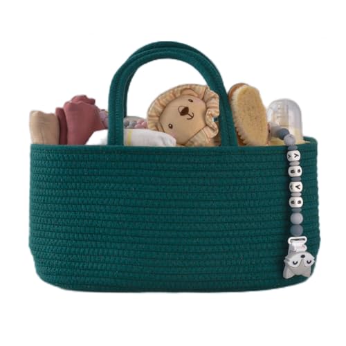 XUANGUO Cotton Rope Baby Diaper Caddy Organizer Basket Dark Green - color: Dark green, size: Regular