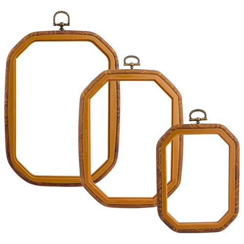 Framendino, 3 Pack Imitation Wood Embroidery Hoops Cross Stitch Craft Hoop Frame for Home Decoration 3 Sizes - size: 3 Sizes